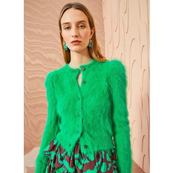 Runway Ulla Johnson  Aisha fuzzy angora-blend knit cardigan Size S/M NEW - Picture 8 of 13